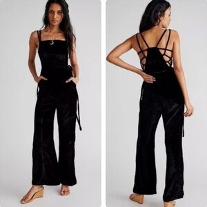 Free People 90’s Forever Overall Black Velvet